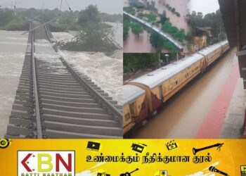 தமிழ் நாட்டில் வெள்ளத்துக்கு மத்தியில் பயணிகளுடன் சிக்கிக்கொண்ட ரயில்; மீட்பு பணிகள் தீவிரம்!