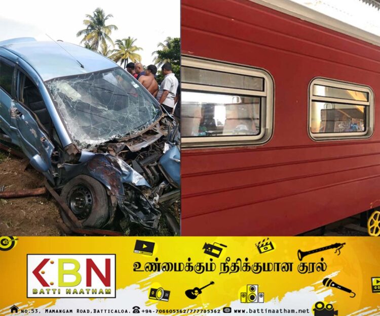 வெளிநாட்டு சுற்றுலாப்பயணிகளுடன் சென்ற கார் ரயிலுடன் விபத்து!