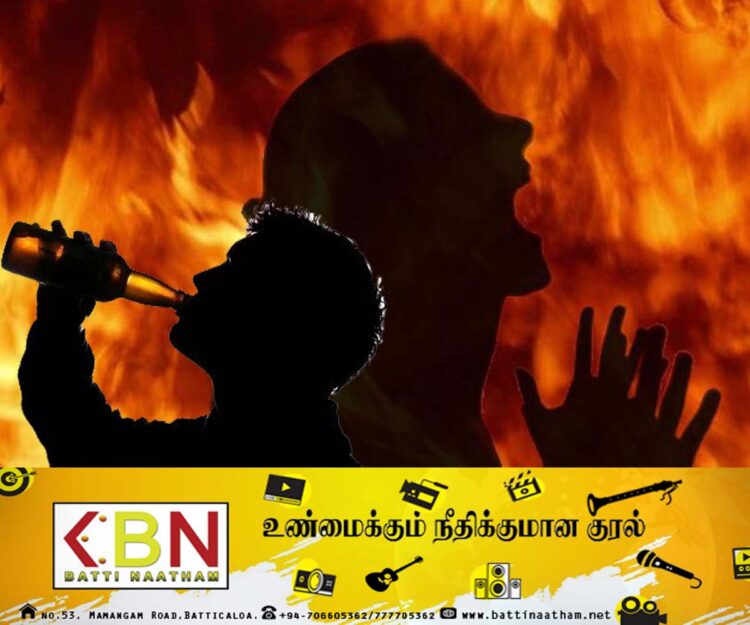 மது அருந்துவதை தடுத்ததால் மனைவியை பெட்ரோல் ஊற்றி உயிருடன் எரித்த கணவர்!