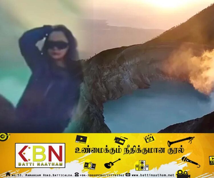 ஒற்றைக்காலை தூக்கிக்கொண்டு புகைப்படத்திற்கு போஸ்; எரிமலைக்குள் விழுந்த பெண்!