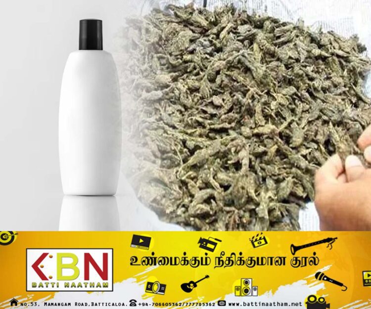 சிறையிலுள்ள கணவனுக்கு சம்பு போத்தலில் கஞ்சா கொண்டு சென்ற மனைவி!