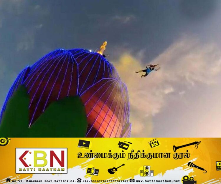 கொழும்பு தாமரை கோபுரத்திலிருந்து சாகசம் காட்ட பாய்ந்தவர் படுகாயம்!