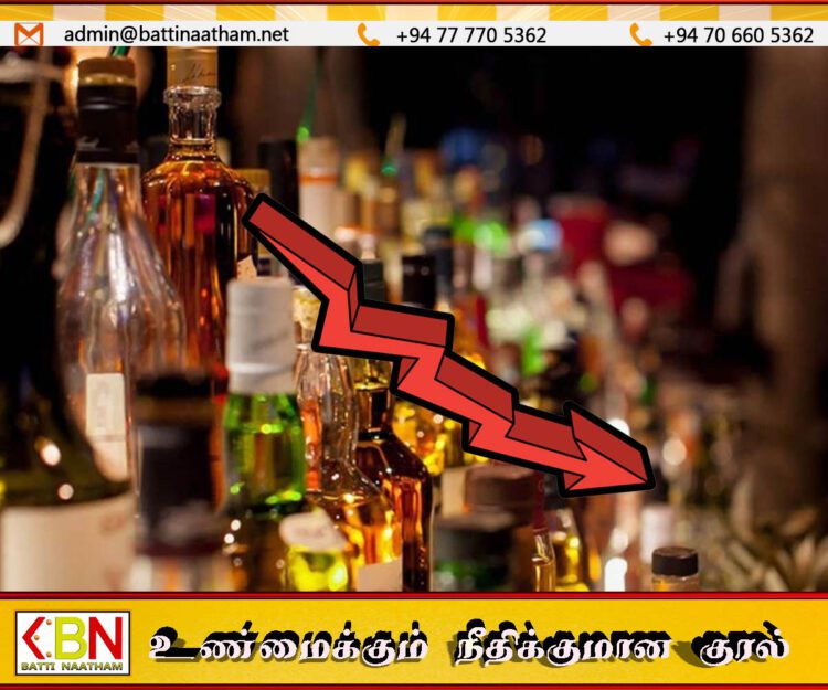 நாட்டில் மதுபான நுகர்வு 9.5 சதவீதத்தால் வீழ்ச்சி