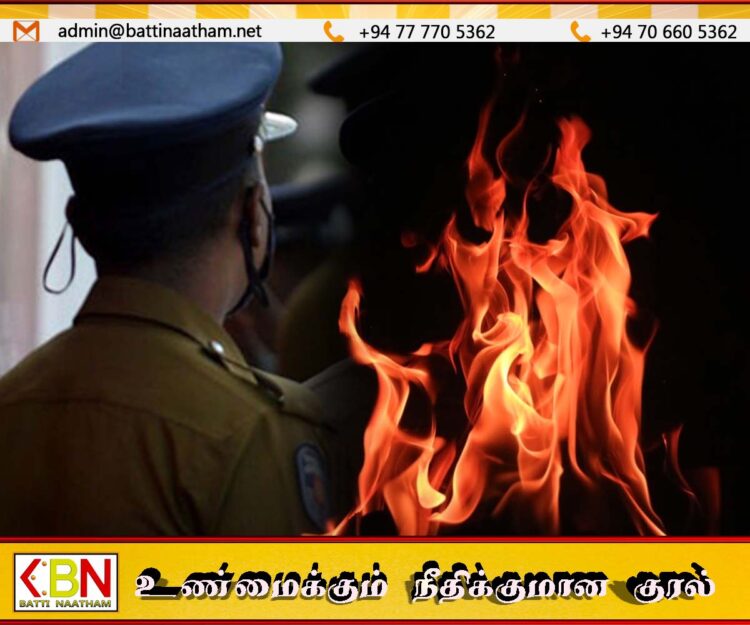 விடுதலைப் புலிகளின் தலைவர் பிரபாகரன் தங்கியிருந்ததாக கூறி காவலர் இல்லத்திற்கு தீ வைத்த நபர்