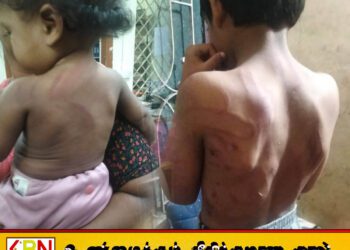 பக்கத்துக்கு வீட்டிற்கு விளையாட சென்ற தனது குழந்தையை மோசமாக தாக்கிய தந்தை