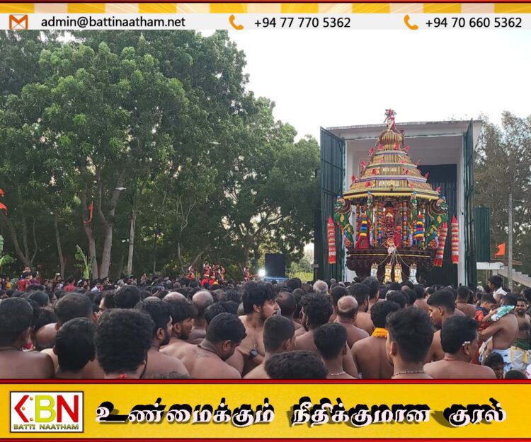 மட்டக்களப்பில் ஈழத்து திருச்செந்தூர் முருகன் ஆலய வருடாந்த தேர்த்திருவிழா சிறப்பாக நடைபெற்றது