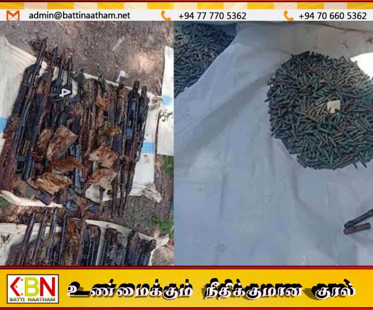 யாழ்ப்பாணத்தில் வீட்டின் மலம் குழியிலிருந்து 30 T-56 துப்பாக்கிகள், 5,000 தோட்டாக்கள் மீட்பு
