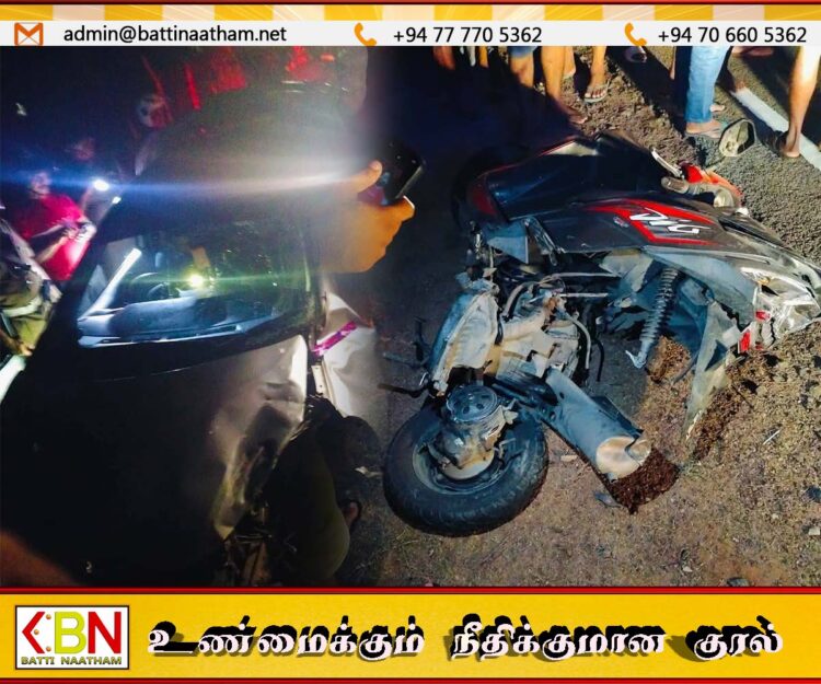 தம்பிலுவில் பிரதான வீதியில் இடம்பெற்ற வாகன விபத்தில் யுவதி பலி