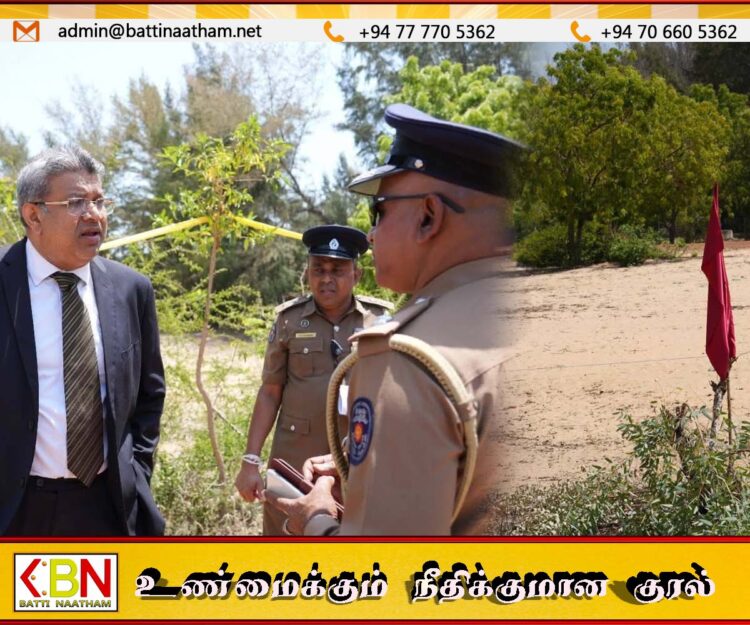 மனித புதைகுழிகள் உள்ளதாக கூறப்படும் குருக்கள்மடம் பகுதியை பார்வையிட்ட நீதியமைச்சர்