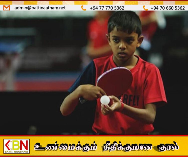 உலக மேசைப்பந்து தரவரிசையில் 3வது இடம் பிடித்த 11 வயதுக்குட்பட்ட இலங்கை வீரர் டாவி சமரவீர