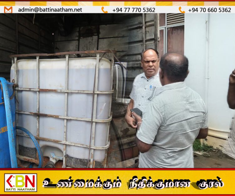 மட்டக்களப்பில் மனிதர் பயன்பாட்டிற்கு உதவாத 1,900 கிலோ தேங்காய் எண்ணெய் பறிமுதல்