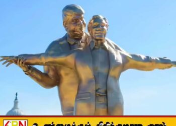 ஜாக்–ரோஸ் போல ட்ரம்ப்–எப்ஸ்டீன்!; வாஷிங்டனில் தோன்றிய ‘டைட்டானிக்’ சிலை வைரல்