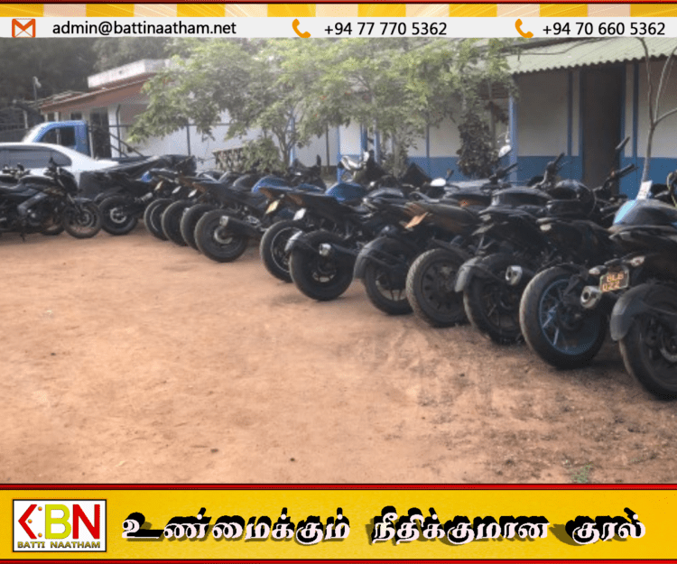 கிளிநொச்சியில் அதிரடி சோதனை; 12 அதிவேக மோட்டார் சைக்கிள்கள் பறிமுதல்!