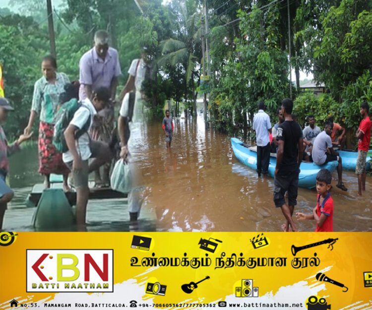 களுத்துறையில் வெள்ளம்; கஷ்டங்களுக்கு மத்தியில் பரீட்சைக்கு செல்லும் மாணவர்கள்!
