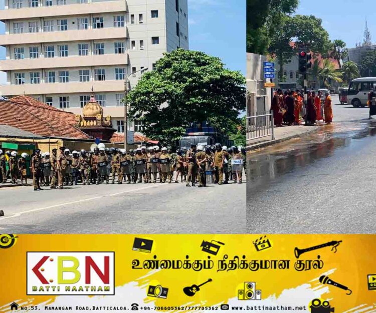 கொழும்பில் ஆர்ப்பாட்டம்; பிக்குகள் மீது நீர்த்தாரை பிரயோகம்!