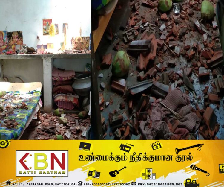 பலத்த காற்று வீசியதில் வீட்டின் மீது முறிந்து விழுந்த தென்னை மரம்; காயங்களுக்கு உள்ளான சிறுவன்!(காணொளி)