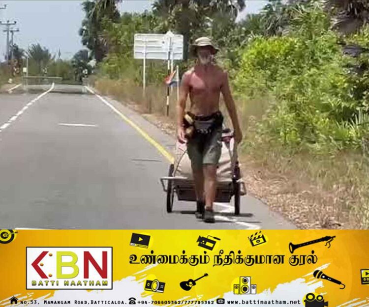 கொழும்பிலிருந்து யாழுக்கு நடைபயணம் மேற்கொண்ட ஆபிரிக்க நாட்டவர்!
