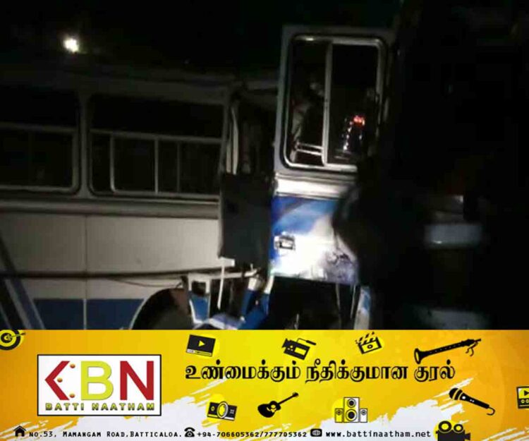 நிறுத்தி வைக்கப்பட்டிருந்த பேருந்துடன் மற்றுமொரு பேருந்து மோதி விபத்து!