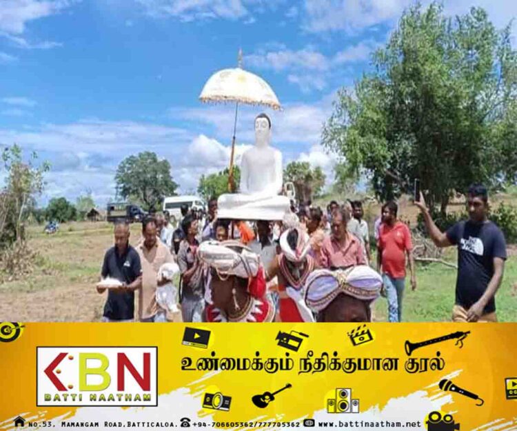 ஜனாதிபதியின் வாக்குறுதியையும் மீறி மயிலத்தமடுவில் குடியமர்ந்த புத்தர்!