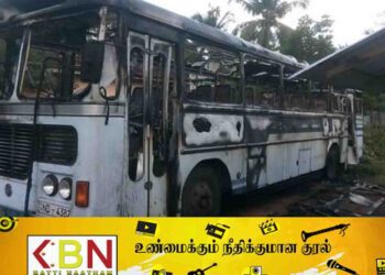 மட்டு ஆரையம்பதியில் நிறுத்தி வைக்கப்பட்டிருந்த பேருந்து முற்றாக எரிந்து சேதம்!