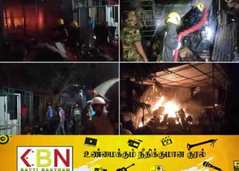 மட்டு ஆரையம்பதியில் நான்கு கடைகள் தீப்பற்றி எரிந்து முற்றாக சேதம்!