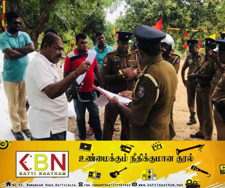 மாவடிமுன்மாரி துயிலும் இல்லத்திற்கு தடை உத்தரவுடன் சென்ற கொக்கட்டிச்சோலை பொலிஸார்!