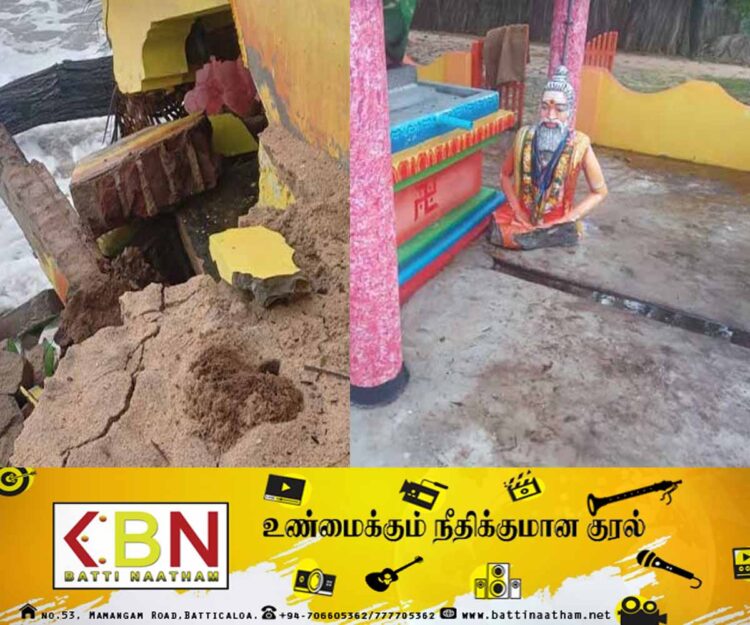 திருக்கோவிலில் கடலுக்குள் சென்ற சமாதியும், சிவன் சிலையும் !