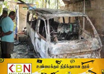வீட்டில் நிறுத்தி வைக்கப்பட்டிருந்த வான் திடீரென தீப்பற்றி எரிந்து சேதம்!