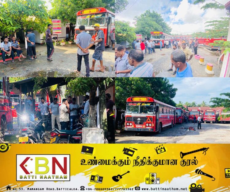 மட்டக்களப்பில் இலங்கை போக்குவரத்து சபை சாரதி மீது தாக்குதல்;பணிப்பகிஷ்கரிப்பில் ஈடுபட்டுள்ள ஊழியர்கள்!