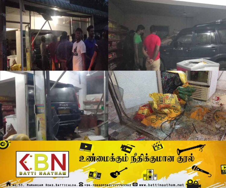 கடைக்குள் புகுந்து பொலிஸ் வாகனம் விபத்து!