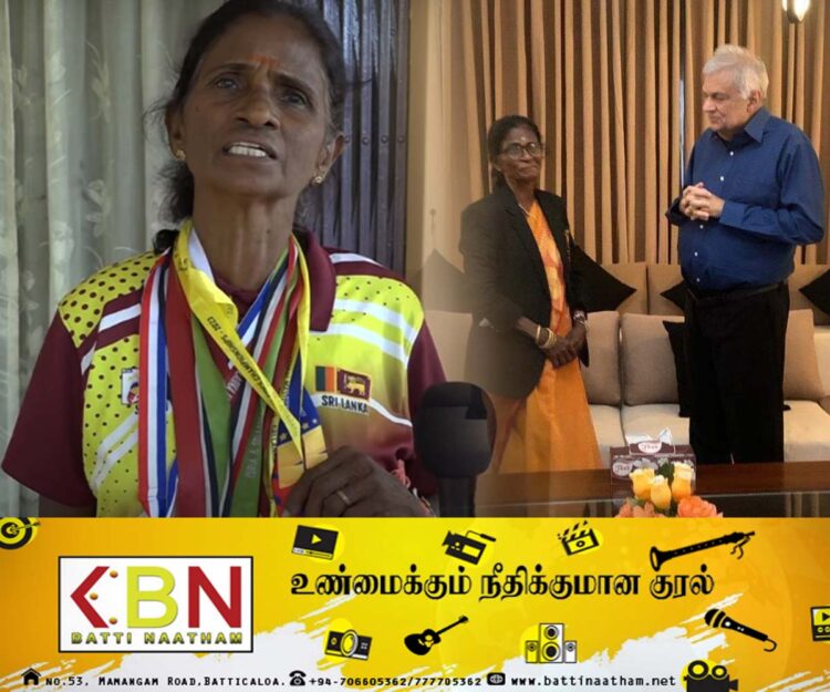 ஆசிய தடகள போட்டியில் பாதணிகள் இன்றி கலந்துகொண்டு தங்கப் பதக்கம் வென்ற அகிலத் திருநாயகிக்கு ஜனாதிபதி பாராட்டு!