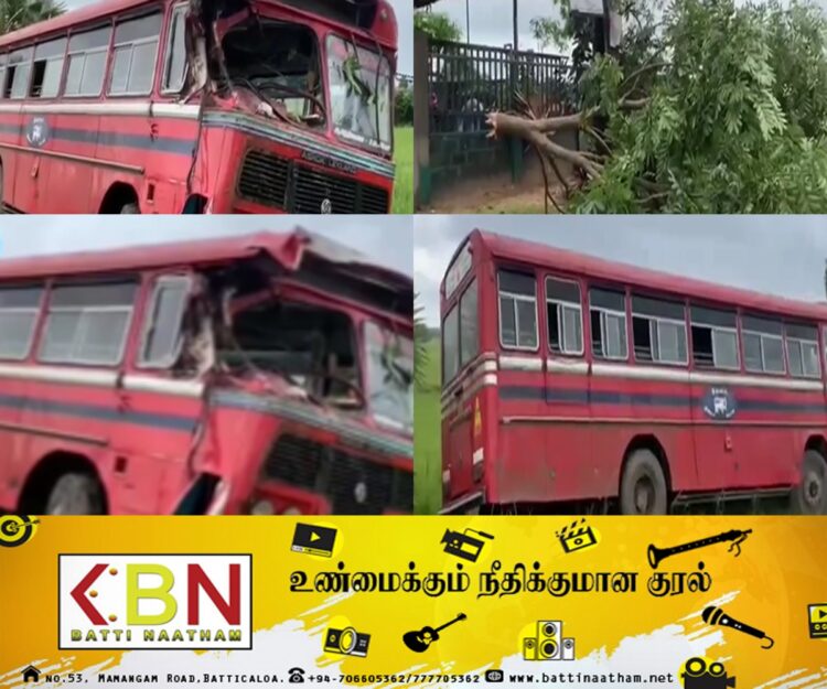மட்டு உன்னிச்சையில் இலங்கை போக்குவரத்து சபைக்கு சொந்தமான பேருந்து மரத்துடன் மோதி விபத்து!