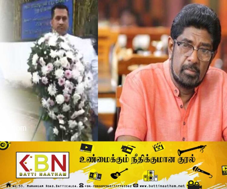 கெஹேலிய ரம்புக்வெலவின் வீட்டிற்கு முன்னால் மலர் வளையம்!
