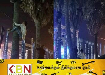 பனை மரத்தில் ஏறி ஹரிகரனின் பாடலை கேட்கும் இளைஞர்கள்!