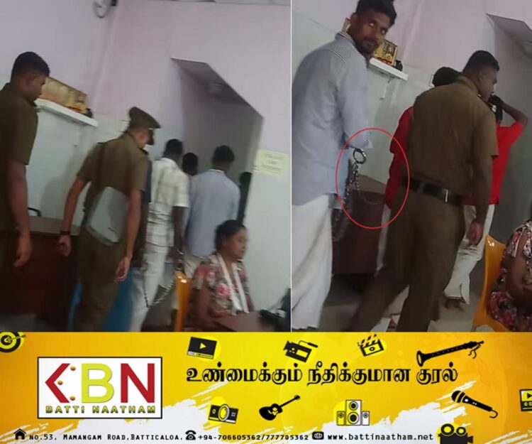 வெடுக்குநாறிமலை கோவிலில் கைது செய்யப்பட்டவர்களுக்கு கைவிலங்குகளுடன் சிகிச்சை!