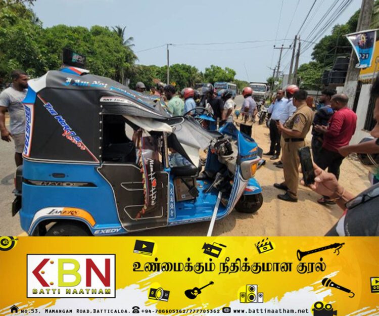 யாழில் முச்சக்கரவண்டி கனரகவாகனத்துடன் மோதி விபத்து!