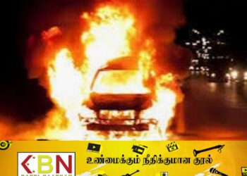 கொட்டா வீதியில் தீப்பற்றி எரிந்த வாகனம்!