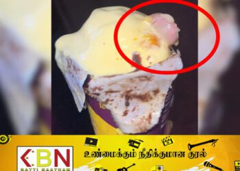 கோன் ஐஸ்கிரீமில் மனித விரல் துண்டு!