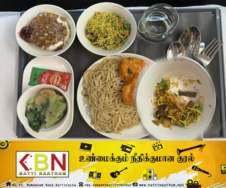 விமானத்தில் பயணித்த பயணிக்கு வழங்கப்பட்ட உணவில் இரும்பு தகடு!