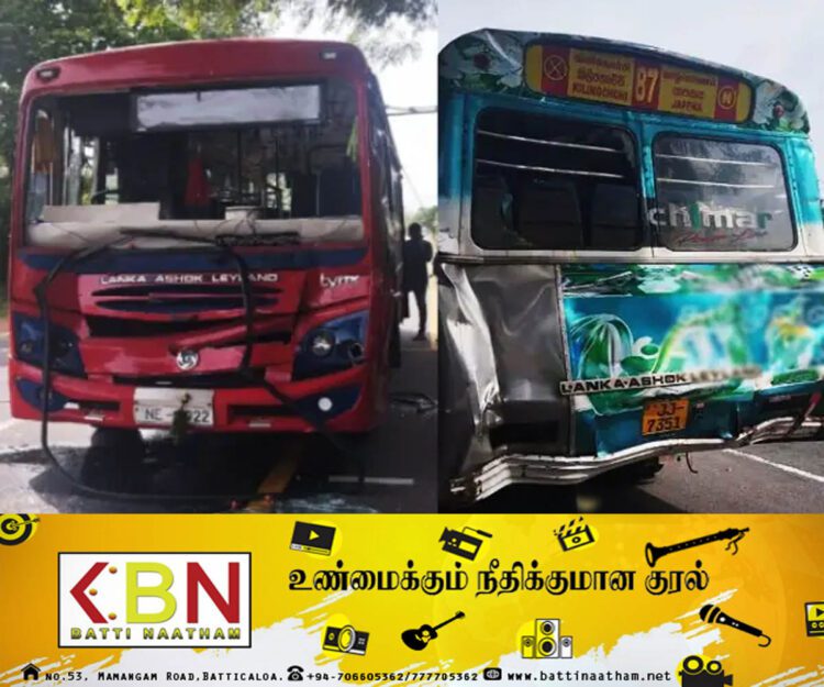 தனியார் பேருந்தும் அரச பேருந்தும் மோதி விபத்து; திட்டமிட்ட செயல் என பொதுமக்கள் குற்றச்சாட்டு!