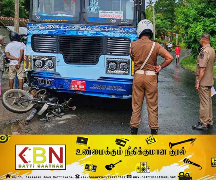 மோட்டார் சைக்கிளுடன் பஸ் மோதி விபத்து; ஒருவர் வைத்தியசாலையில் அனுமதி!