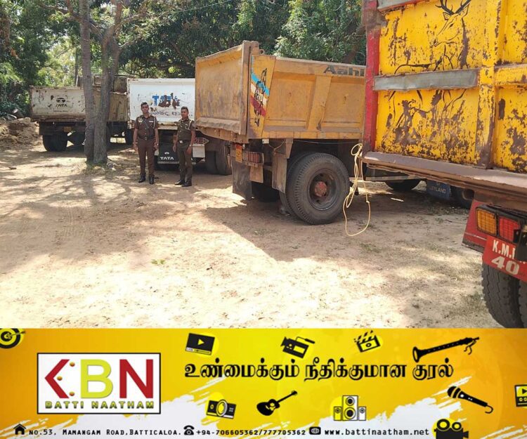கிளிநொச்சியில் சட்டவிரோதமான முறையில் மணல் ஏற்றிய நால்வர் கைது!