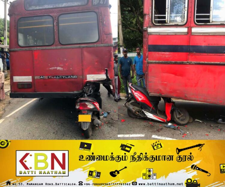 பஸ்ஸுடன் மோட்டார் சைக்கிள் மோதி விபத்து!