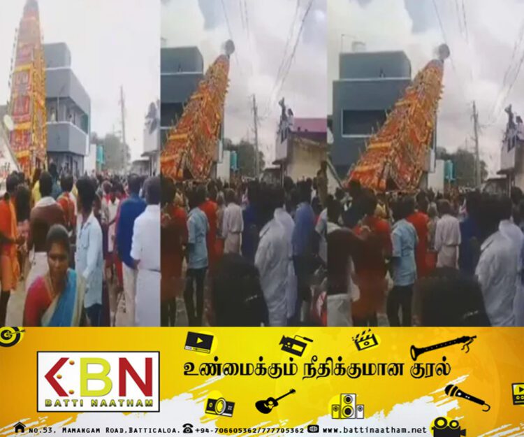 தமிழகத்தில் சரிந்து விழுந்த 64 அடி உயரமுள்ள தூக்கு தேர்!
