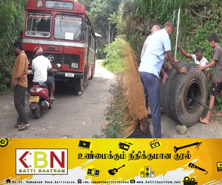 அரச பேருந்தை விட்டு தனியே ஓடிய டயர்கள்!