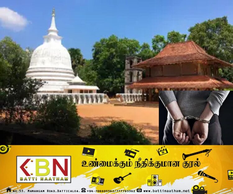 விகாரையில் தங்க சிலையை திருட வந்தவர்களை மடக்கி பிடித்த கிராம மக்கள்!