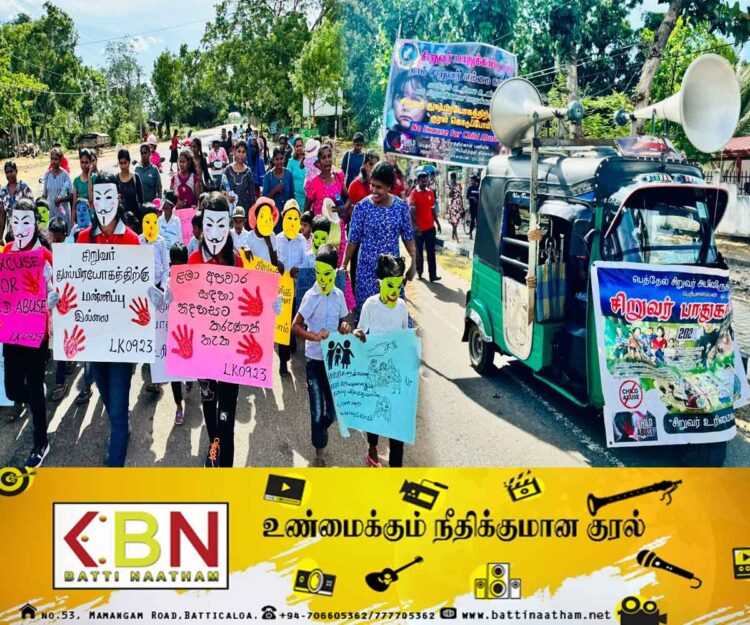 ஒட்டுசுட்டான் பகுதியில் சிறுவர் உரிமைகளை பாதுகாக்க கோரி விழிப்புணர்வு நடைபவனி!