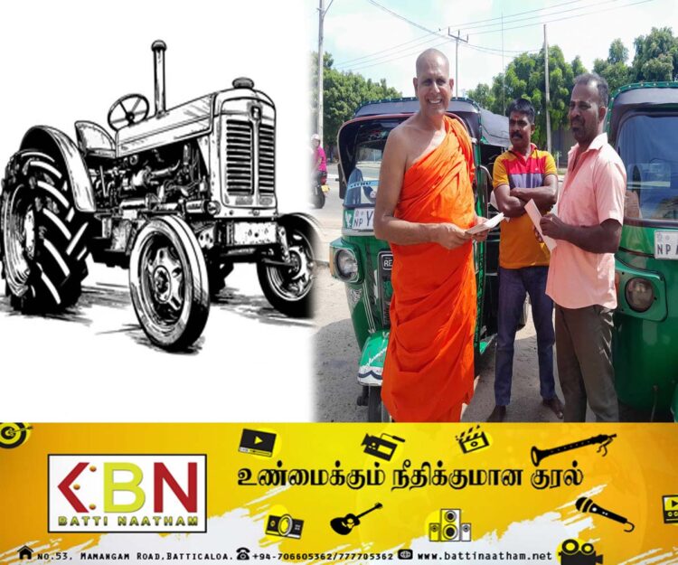 டிராக்டர் சின்னத்தில் களமிறங்கிய தேரர்; சுமந்திரனை நம்பவேண்டாம் என்று பிரச்சாரம்!