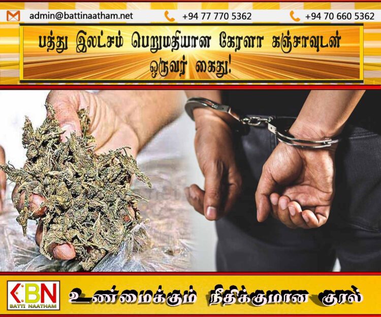 பத்து இலட்சம் பெறுமதியான கேரளா கஞ்சாவுடன் ஒருவர் கைது!