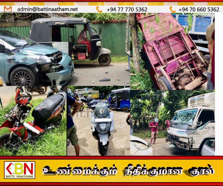 ஒன்பது வாகனங்கள் ஒன்றுடன் ஒன்று மோதி விபத்து ; வெளிநாட்டுப் பெண்கள் உட்பட பலர் வைத்தியசாலையில் அனுமதி